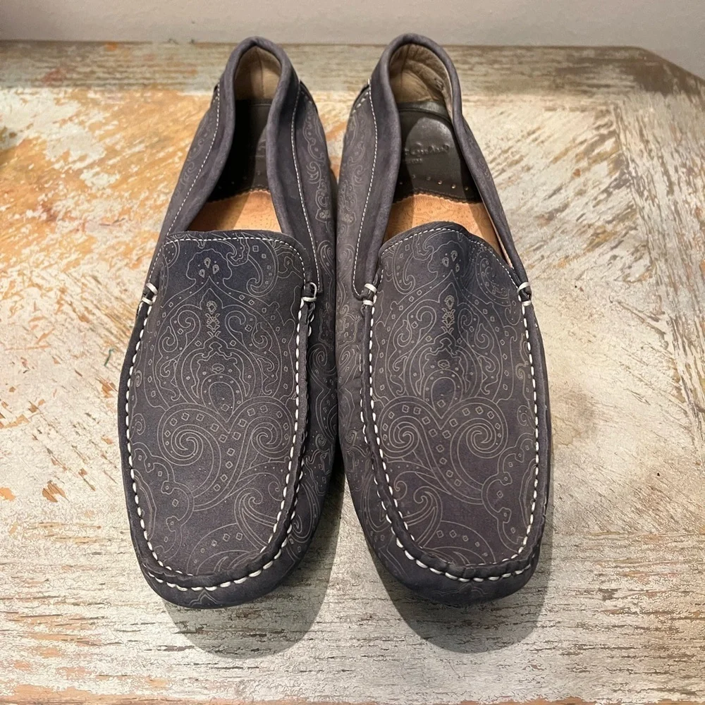 Robert Graham Soprano Paisley Gray‎ Embossed Mens Size 9 Leather Slip On